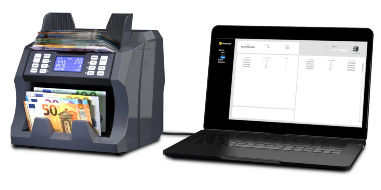 Contabanconote e valorizzatrice Detectalia V100 a pc