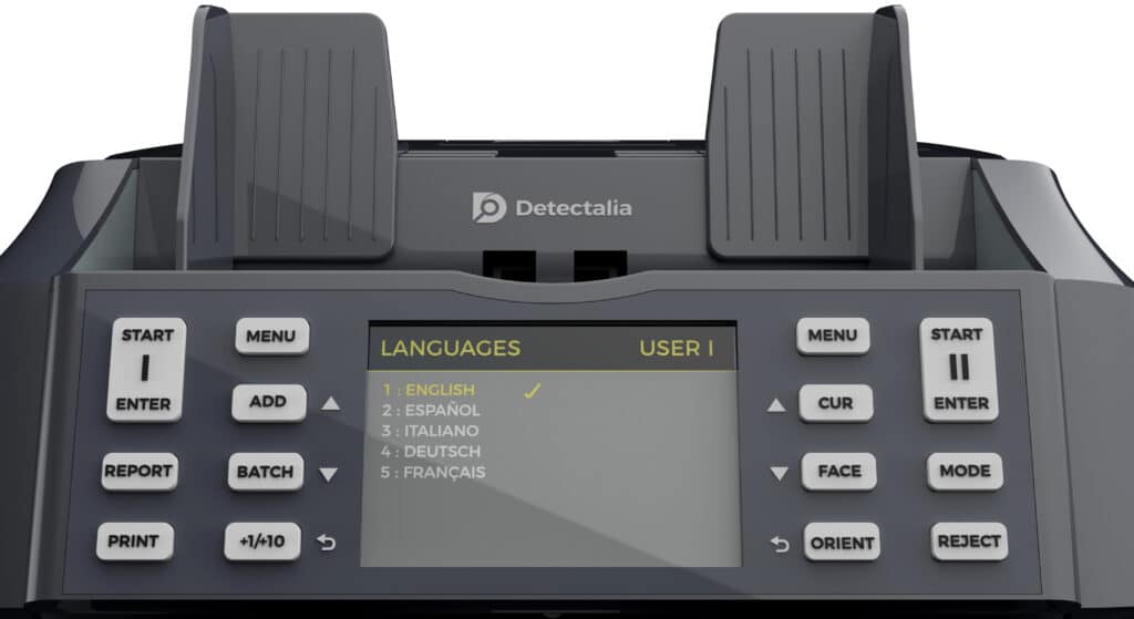 Contabanconote separatrice Detectalia V800 con display multilingue
