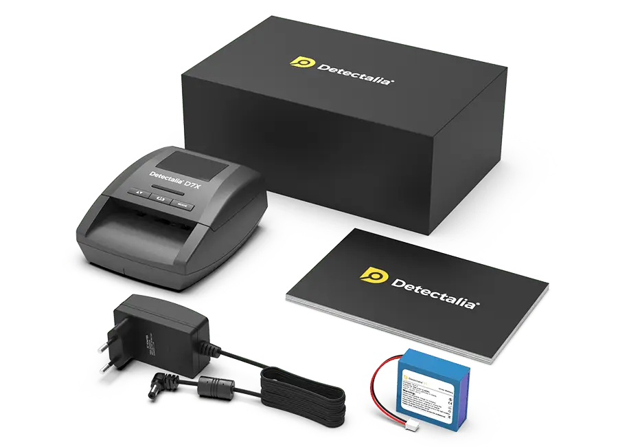 Verifica banconote false D7X con batteria B1 - Contenuto scatola